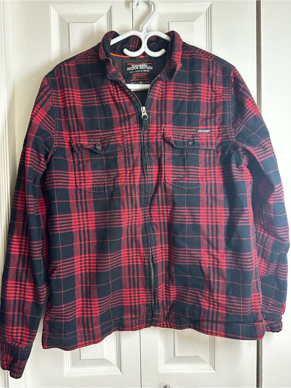 Superdry Red & Black Plaid Zip-Front Shirt Jacket